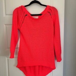 Zara Neon V-Neck Sweater with Asymmetrical Hem